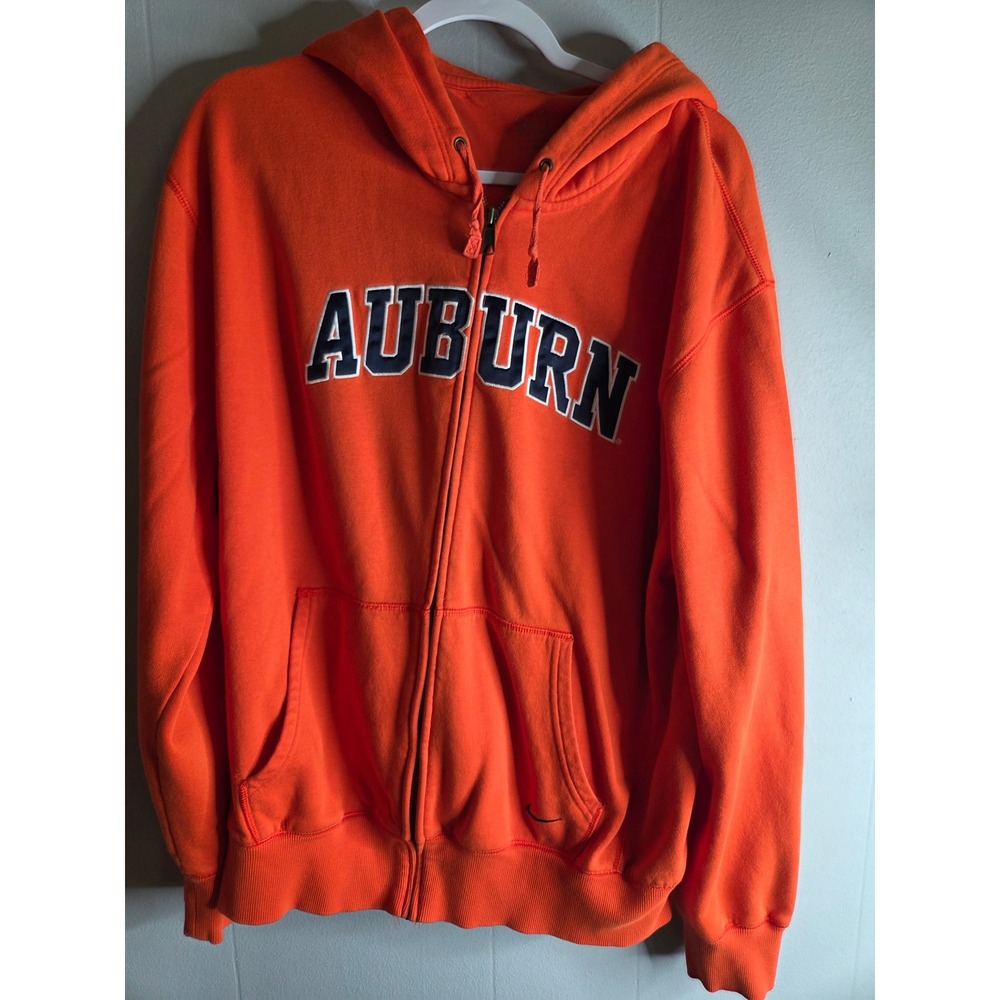 Nike Auburn Tigers Full Zip Hoodie Orange Embroidered‎ NCAA Sweatshirt Womens L